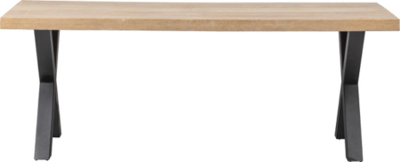 Spisebord WOOOD Tablo A Plankebord i mangotræ med kalkvasket finish og krydsben, natur, L180ÃD90ÃH75